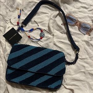 Elegant Black and Teal Crossbody Bag